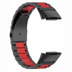 kellon ranneke ruostumatonta terästä Fitbit Charge 6 - Musta/punaine