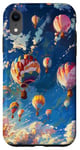 Coque pour iPhone XR Ballons à air chaud de style impressionniste planant à travers les nuages