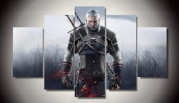 TOPRUN Modern Art print picture The Witcher Wild Hunt Geralt 5 pieces wall art decor Paintings on canvas for office Home decor 5 panel oil pictures print on canvas for living room