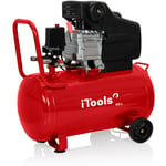 Itools - Compresseur d'air à huile 50L 8 bar 115 psi Silencieux 2CV 1.5KW red