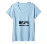 Womens Consistency Beats Perfection, Distressed Black Workout V-Neck T-Shirt