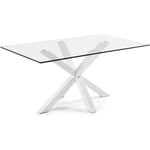 KAVE HOME Table de salle à manger Argo rectangulaire 180 x 100 cm en verre et pieds acier blanc - Transparent Kave Home
