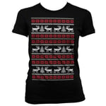 Christmas Knit Pattern White/Red Girly T-Shirt, T-Shirt