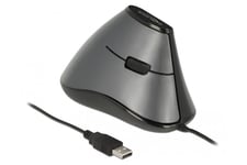Delock - vertikal mus - USB - grå, svart