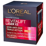 L'Oréal Paris Revitalift Laser X3 Pépinière Régénérante et Anti-âge, SPF 25, Lot de 2 x 50 ml