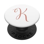 K Initial Monogram Blush Pink and White Capital Letter PopSockets PopGrip: Swappable Grip for Phones & Tablets