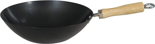 Dexam 12" Non-Stick Carbon Steel Wok with Wood Handle Gas & Induction Compatible