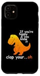 Coque pour iPhone 11 Heureux et tu le sais - Jeu de mots drôle de dinosaure T-Rex