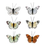 6 fjärilar i skogsfärger för dekoration, längd 6 cm