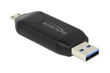 Delock Micro USB OTG Card Reader + USB 3.0 A male - kortlæser - USB 2.0/USB 3.0