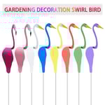 Swirl Bird Rosa Flamingo Dynamisk Fågel Svag trädgårdsbris Fågel Vindkonstdekorationer för uteplats Yard Utomhusdamm Poolfontän White