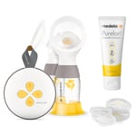 Medela Amningsuppsättning Elektrisk dubbel bröstpump Swing Maxi, engångs amningsdynor 60 st, bröstsalva Purelan 37g