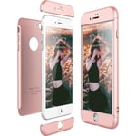 Coque iphone 8 Plus Cas dur PC 3 en 1 Ultra Mince 360 Full Body Protection Anti-rayures peau lisse antichoc Rose Gold