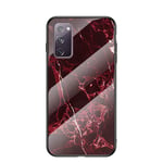 BRAND SET Case for Samsung Galaxy S20 FE/S20 Lite Case Marble Tempered Glass All Inclusive Cover Soft Silicone Edge Hard Case Compatible with Samsung Galaxy S20 FE/S20 Lite-Red
