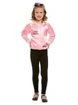 Smiffys Grease Pink Ladies Jacket, Pink with Logo, Officially Licensed Grease Fancy Dress, Child Dress Up Costumes