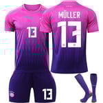 UEFA Euro 2024 Tyskland Bortalag Barn Fotbollströja Med Strumpor NO.13 MULLER NO.13 MULLER NO.13 MULLER 24