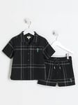 River Island Mini Mini Boys Check Shirt and Shorts Set - Black, Black, Size Age: 4-5 Years