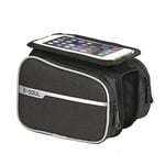 Bicycle bag front beam bag mountain bike bag touch screen mobile phone bag riding equipment accessories-black_L18*W4*H12.5CM