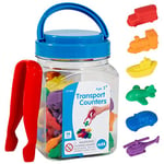 edxeducation Transport Counters - Mini Jar - Set of 36 - Learn Counting, Colours, Sorting and Sequencing - Hands-on Maths Resource for Early Years