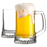 Stern Tankard Glass Beer Mugs - 290ml - Pack of 2
