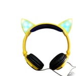 pc gaming headset SFBBBO Cat Ear headphones LED Ear headphone cat earphone Flashing Glowing Headset Gaming Earphones for Adult and Children OLDYellow