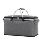 Isolerad kylväska picknickkorg, läckagesäker hopfällbar bärbar kylare, matväska picknickpaket med aluminiumhandtag Gray 40x23x20cm