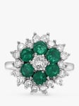 Milton & Humble Jewellery Second Hand 18ct White Gold Emerald & Diamond Cluster Ring, Dated Circa 1970s