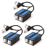 6x 8MP / 4K CCTV Passive Video Balun BNC Connector Adapter Transmitter & Transceiver, Male BNC to Easy Press-Fit UTP CAT5/5e/6/6e Cable for 4K / HD CCTV DVR Camera System (3 Pairs)