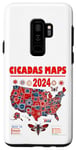 Coque pour Galaxy S9+ Cartes Cicada 2024 BROOD XIX, XIII The Cicada Reunion U.S 2024