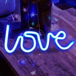 CDIYTOOL Neon Lights LED Love Signs Wall Light Room Art Decor Night Lights, Blue Neon Signs Battery and USB Operated for Children Baby Room Hose Bar Wedding Party Decoration (Love)