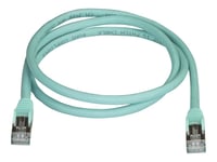 StarTech.com 1m CAT6A Ethernet Cable, 10 Gigabit Shielded Snagless RJ45 100W PoE Patch Cord, CAT 6A 10GbE STP Network Cable w/Strain Relief, Aqua, Fluke Tested/UL Certified Wiring/TIA - Category...