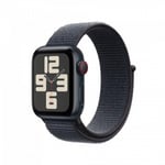 Apple Watch SE (GPS + Cellular) 40 mm midnatt aluminiumhölje och svart sportloop-armband (MXGA3)