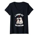 Womens Funny I Found My Valentine For Dog Lover V-Neck T-Shirt