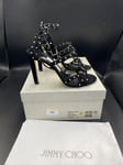 JIMMY CHOO ‘Beverly’ Black Suede Studded Sandals Heels Uk 5.5 Eu 38.5 Rrp £895