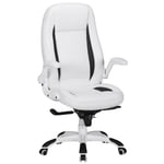 Rootz Executive Chair - Högglans konstläder - Vit kontorsstol - Bekväm, justerbar, hopfällbar - 72cm x 58cm x 122-128cm
