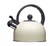 KitchenCraft Living Nostalgia Stove Top Kettle, Whistling, Induction, Metal, 1.3 Litre, Cream