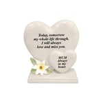 Personalised Grave Ornament/Memorial Plaque with Double Hearts | Graveside Decoration Gift in the Loving Memory of your Loving Deceased Ones (Mum)