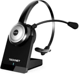 TECKNET Wireless Headset with Microphone for PC, Laptop, Computer, Phone, AI and