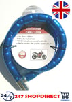 Motorbike Bike Snake Lock Roadster Heavy Duty  Cycle 22 x 1000mm 2 Keys Blue