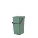 Brabantia Sort & Go Kitchen Recycling Bin (16 L / Fir Green) Stackable Waste Organiser with Handle & Removable Lid, Easy Clean, Fixtures included for Wall/Cupboard Mounting