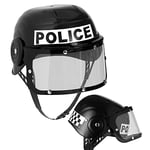 Widmann 2822R - Casque de policier avec visière, accessoire de costume de police anti-émeute, pour carnaval ou fêtes à thème, noir