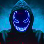 Led-mask för Halloween, Led-mask för Halloween, Purge-mask med 3 ljuslägen, Light Up Halloween-mask för män, kvinnor och barn, blå