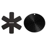 Le Creuset Accessories Set of 3 Pan Protectors, Black & Creuset Silicone Cool Tool, 20.5 cm - Black