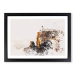 Big Box Art Lighthouse in The Isle of Skye Scotland Watercolour Framed Wall Art Picture Print Ready to Hang, Black A2 (62 x 45 cm)
