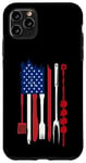 Coque pour iPhone 11 Pro Max Cool USA Drapeau Américain Humour Barbecue Griller Barbecue Design