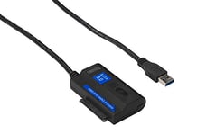 DIGITUS Adaptateur de Disque Dur - Convertisseur USB 3.0 vers SATA3 - pour SSDs/HDDs 2,5/3,5" - taux de Transfert de données 5 Gbit/s - Longueur de câble 1.2m - Alimentation Incluse - Noir