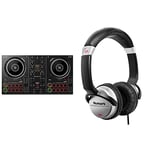 Pioneer DJ DDJ-200 Smart DJ Controller & Numark HF125 - Ultra-Portable Professional DJ Headphones with 6 ft Cable, 40 mm Drivers for Extended Response & Closed Back Design for Superior Isolation