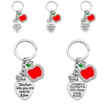 Apple Love Heart Keyring Ring Holder Key Chain Teachers Keychain  Teacher's Day