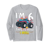 6th Birthday I'm 6 This Is How I Roll Shark Monster Truck Long Sleeve T-Shirt