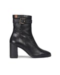 POPA - Women's Heeled Ankle Boots - Elena Snake - UK Size 7 - Made in Spain - Black - Classic Style with Buckle - 7.5cm High, Squared Heel